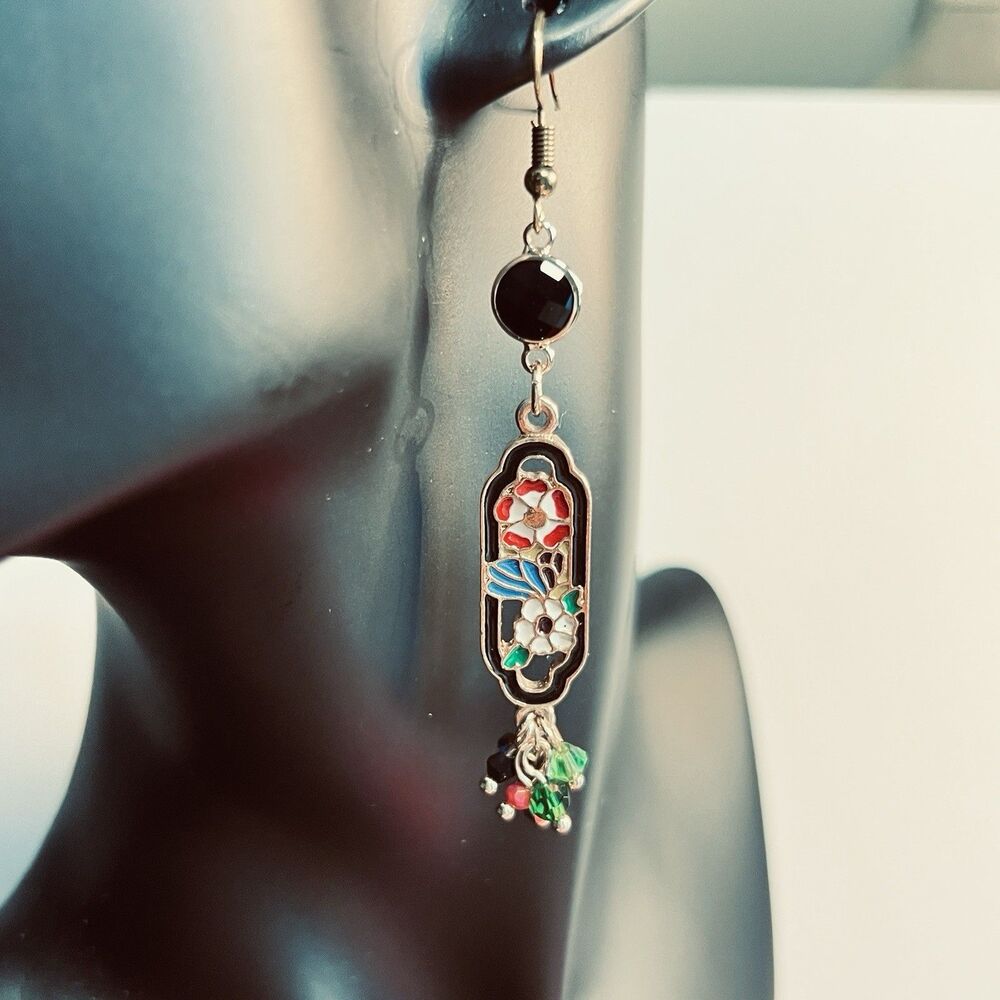 Boho Style Floral Earrings Colorful Dangles